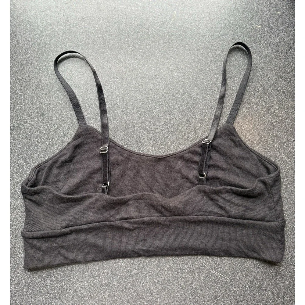 ATHLETA Well Rested Rib Sleep Bra Large Black Pullover Adjustable Straps Soft - Picture 2 of 6